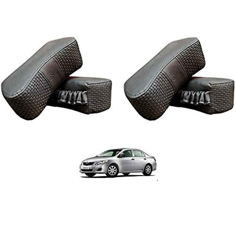 Kozdiko 4 Pcs CV Designer Grey Leatherite Neck Rest Car Cushion Pillow Set for Toyota Corolla