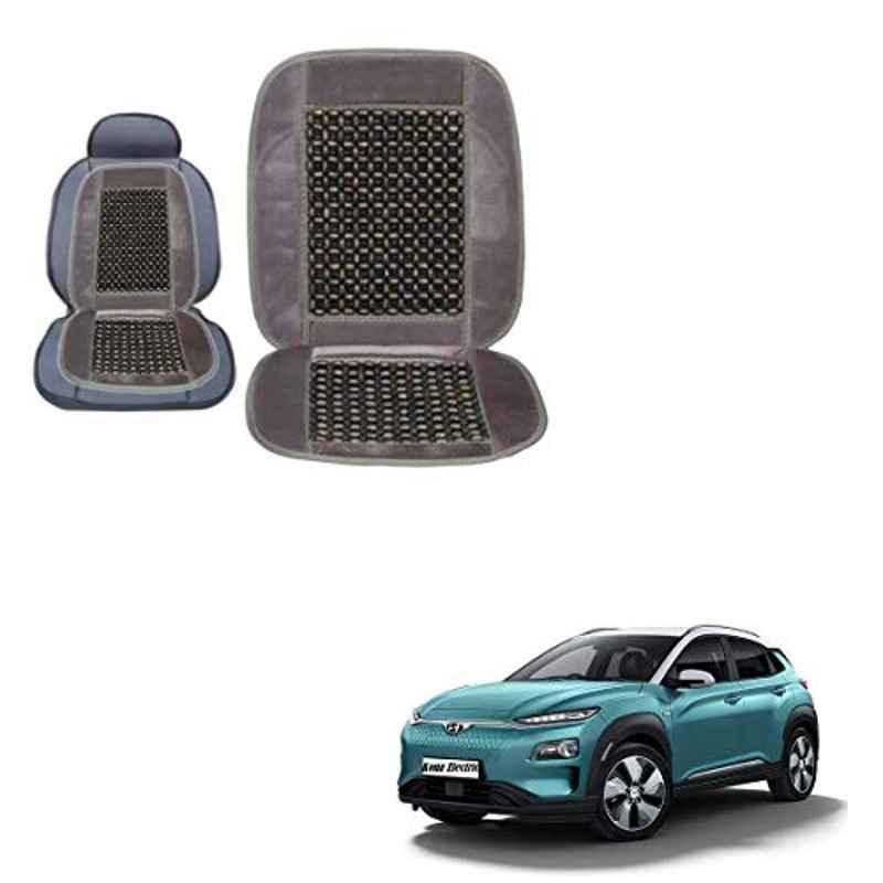 Kozdiko Wooden Bead Seat with Grey Velvet Border for Hyundai Kona Electric