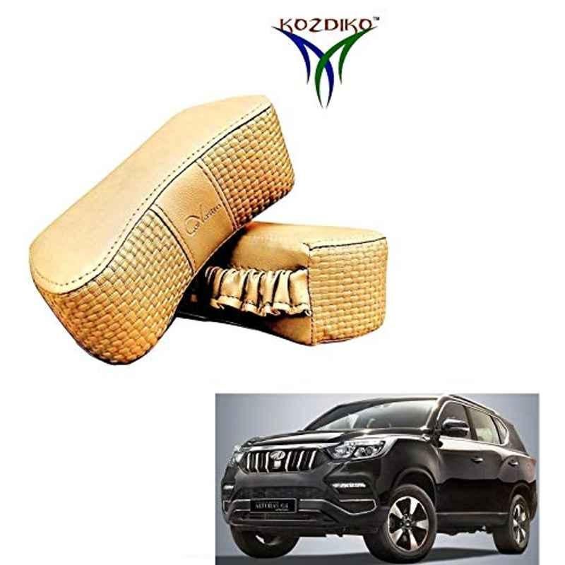 Kozdiko 2 Pcs Memory Foam Beige Luxurious Neck Rest Set for Mahindra Alturas G4, koz_31521