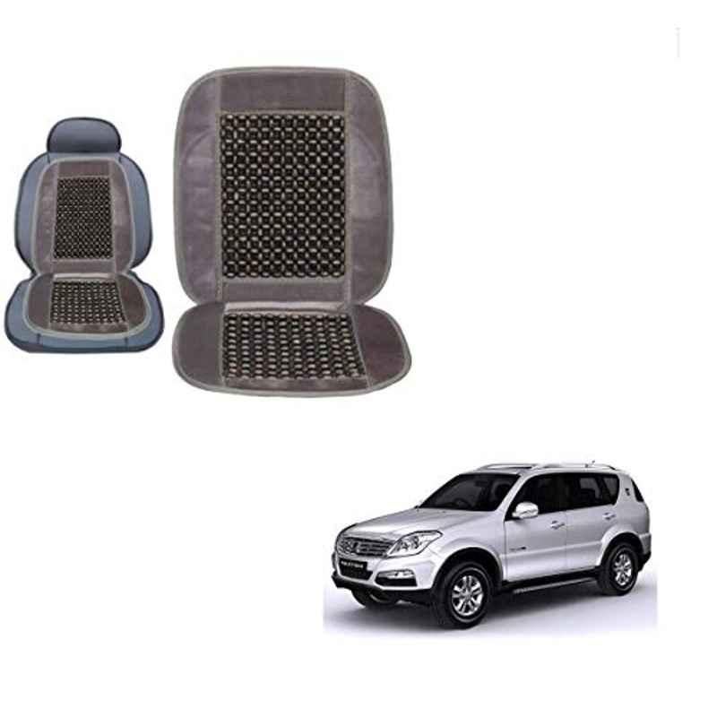 Kozdiko Wooden Bead Seat with Grey Velvet Border for Mahindra Rexton, KOZ-86906