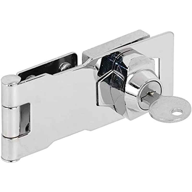Abbasali Products U 9951 Twist Knob Keyed Locking Hasp For Small Doors, Cabinets And More, 4�x1-5/8�, Steel, Chrome Plated