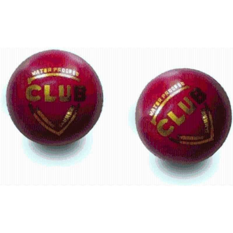 SJ Club Red Hand Stitched Cricket Leather Ball (Pack of 2)
