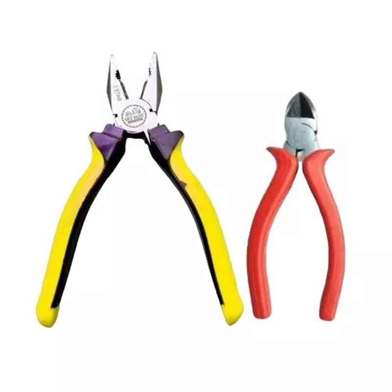 Sky Blue 2 Pcs 8 inch Multicolour 2 Cutting Wire False Piece Lineman Plier Combo, SBE311