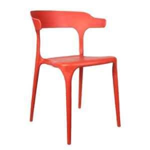 Rose Vision Plastic Red Medium Back Cafe Chair with Backrest