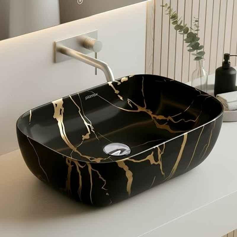 Plantex Alpha 18x13x5.5 inch Ceramic Tabletop Wash Basin for Bathroom
