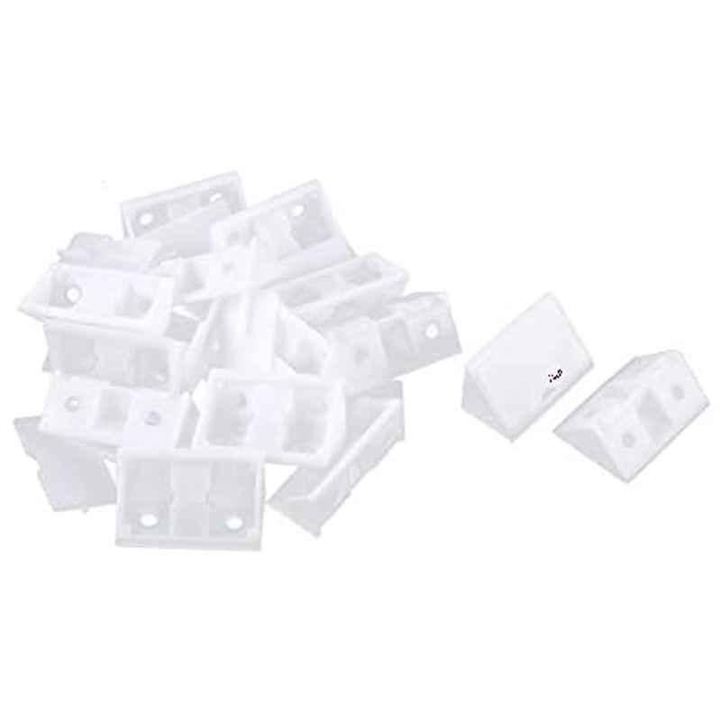 Abbasali Plastic White Furniture Shelf Cabinet Angle Brackets (Pack of 20)