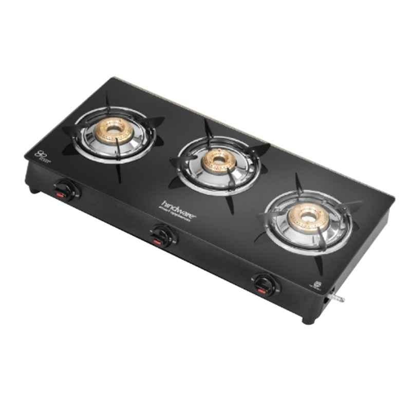Hindware Pioneer 3B Glass Top Cooktop with 3 Brass Burner & Manual Ignition, CT 100210