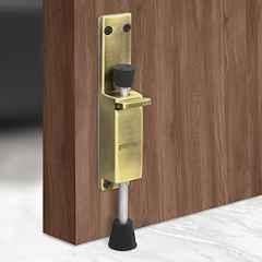 Plantex Kickdown Door Stopper Spring Loaded Telescopic Step On/Off Door Stopper Rubber, Adjustable Heavy Duty Door Locks Holder Stops/Release by Foot/Door Stop Antique Brass