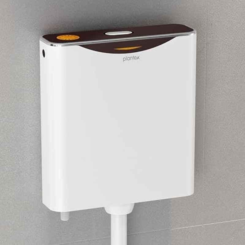 Plantex Flush Tank for Toilet with 10 Litre Water Capacity/Single Flushing Cistern for Bathroom/Polypropylene Toilet Flush Tank Boss, Brown & White