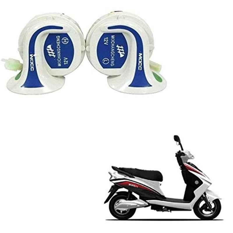 Kozdiko 2 Pcs 18-in-1 White Mocc Scooty Digital Tone Magic Horn Set for Okinawa Ridge