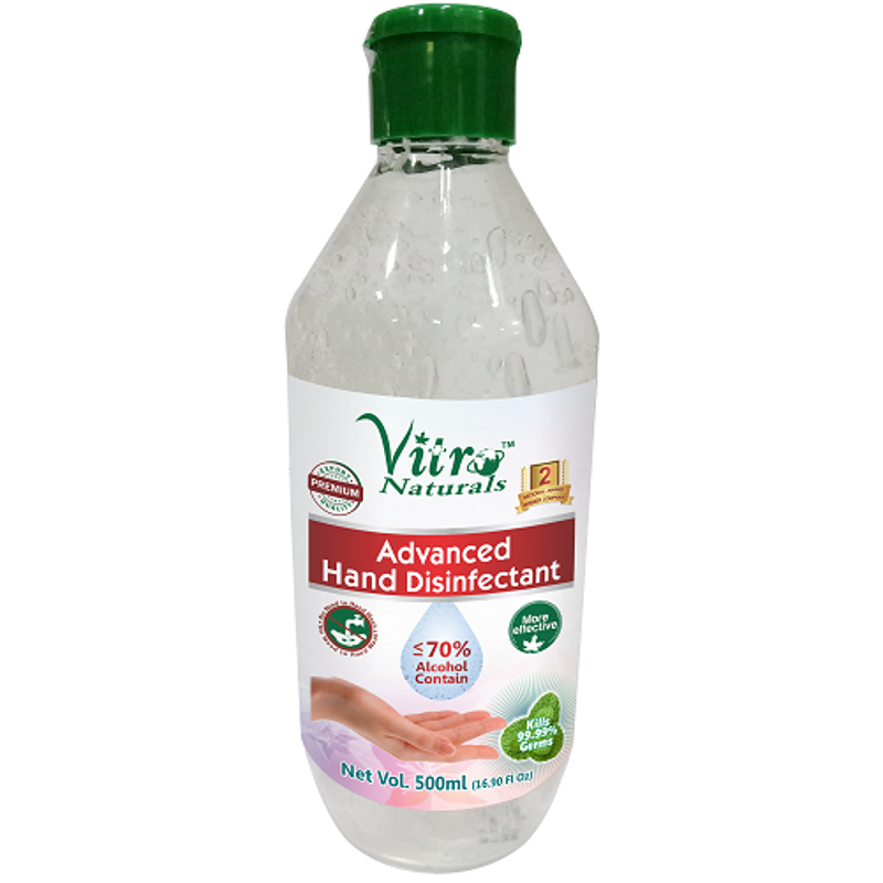 Vitro Naturals 500ml FTC Advance Hand Disinfectant, 89-04045-057734 (Pack of 25)