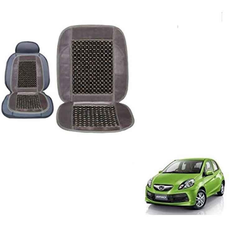 Kozdiko Wooden Bead Seat with Grey Velvet Border for Honda Brio, KOZ-86944