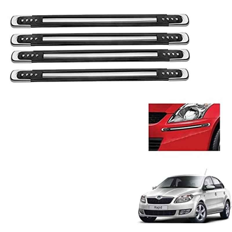 Kozdiko 4 Pcs Black Designer Car Bumper Protector Guard Set for Skoda Rapid