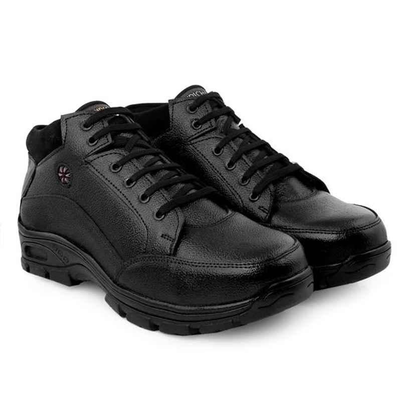 Enrich Field SGS1137BK Genuine Leather Steel Toe Black Corporate Casual Safety Shoe, Size: 7