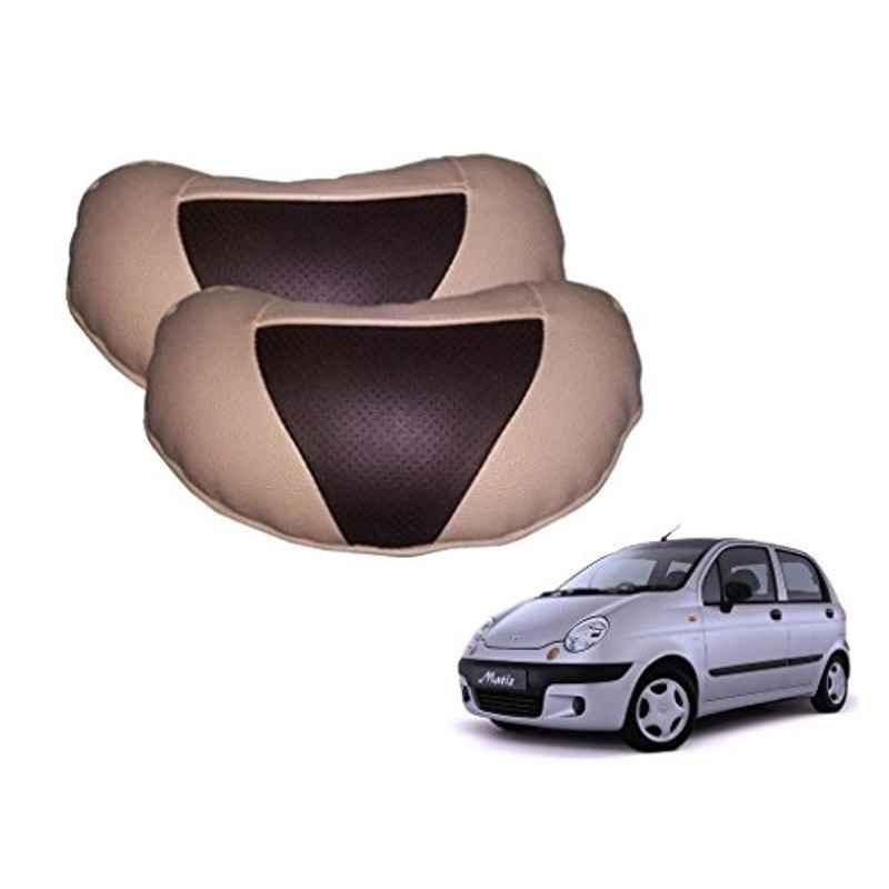 Kozdiko 2 Pcs Brown & Beige Neck Rest Set for Chevrolet Matiz, koz_36932