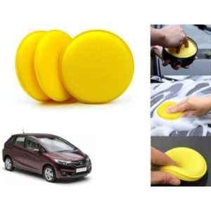 Auto Pearl Polyurethane Beige Washing & Waxing Polish Foam Sponge for Jazz 2015 E (Pack of 3)