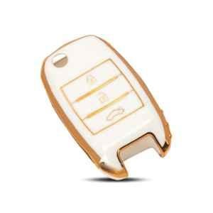 Flymaster Thermoplastic Polyurethane White TPU Car Key Cover, WHITE-TPURKE-48