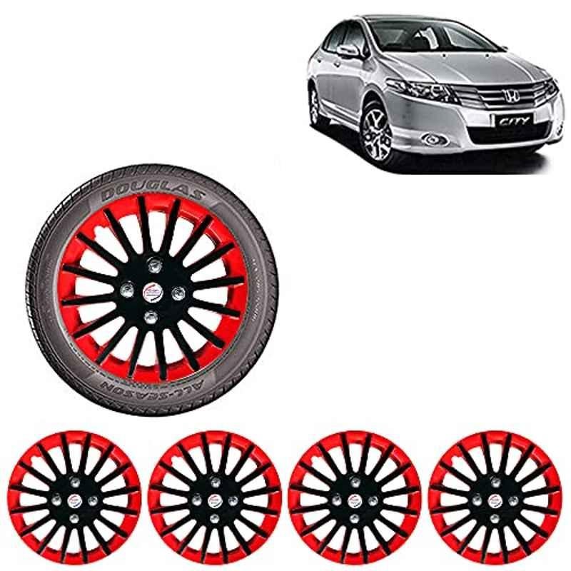 Auto Pearl 4 Pcs 15 inch ABS Black & Red Wheel Cover Set for Honda City