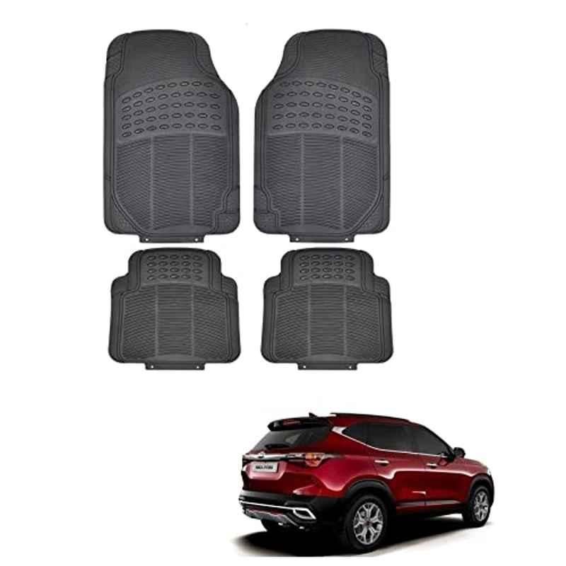 Kozdiko 4 Pcs Rubber Black Car Simple Floor Mat Set for Kia Seltos