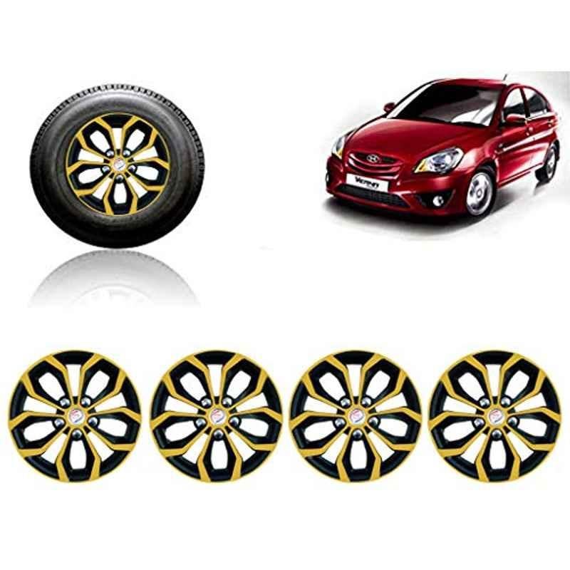 Auto Pearl 4 Pcs 14 inch ABS Golden & Black Car Wheel Cover Set for Hyundai Verna Transform