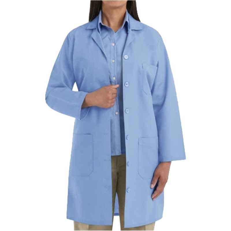 Superb Uniforms Polyester & Viscose Sky Blue Full Sleeves Lab Coat, SUW/Cob/LC07, Size: M