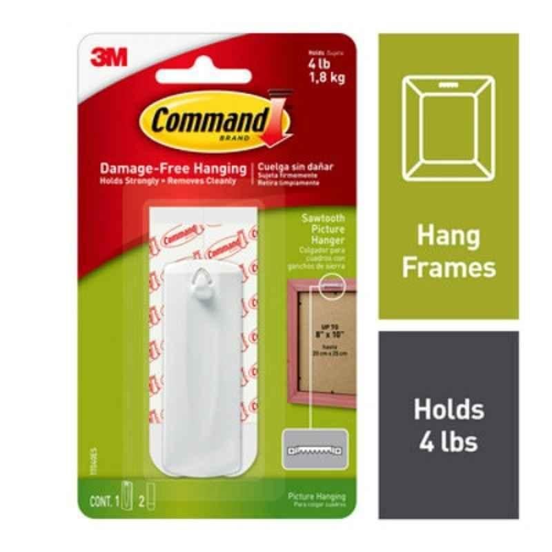 3M Command Large White Sawtooth Picture Hanger with Strips, 17040ES
