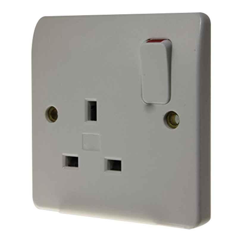 MK Electric 13A 1 Gang White Switch Socket, K2757WHI