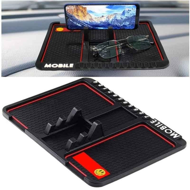Kingsway 26x20cm 360 Rotating Anti Slip Silicone Black Car Dashboard Phone Mat with Parking Mobile Number Display Pad