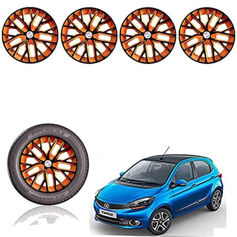 Auto Pearl 13 inch ABS Black & Orange Press Type Car Hub Cap Wheel Cover for Tiago 2019 A�XB/XE/XM