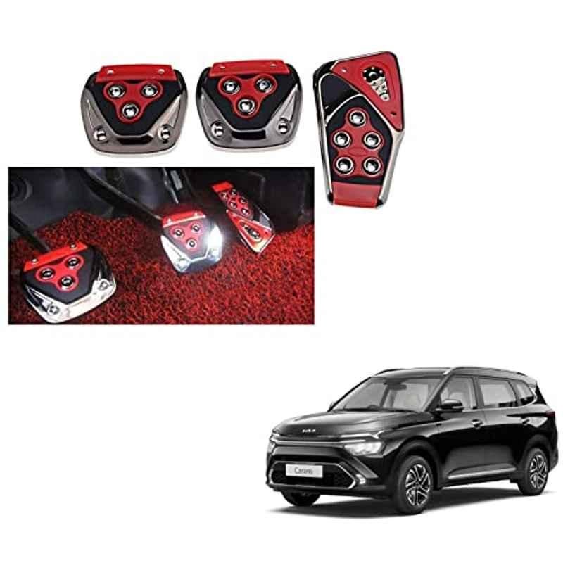 Kozdiko 3 Pcs Red Non-Slip Manual Car Pedals Cover Set for Kia Carens