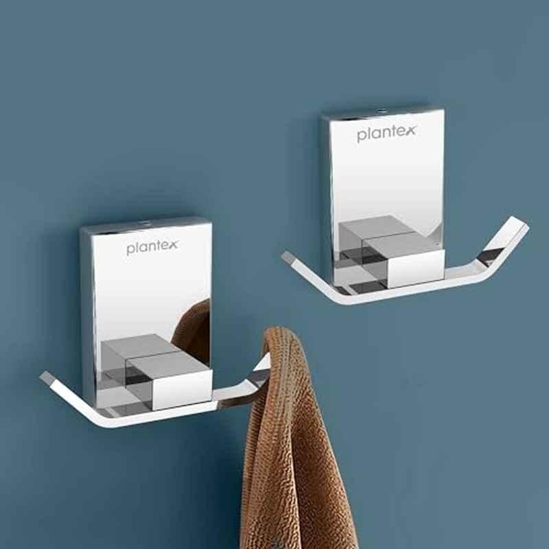 Plantex 304 Grade Stainless Steel Robe Hook/Cloth Holder/Towel Hanger/Bathroom Accessories - Pack of 2 (Iris, Chrome)