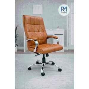 RM HOME Kevin PU Leather Medium Back Tan Executive Chair