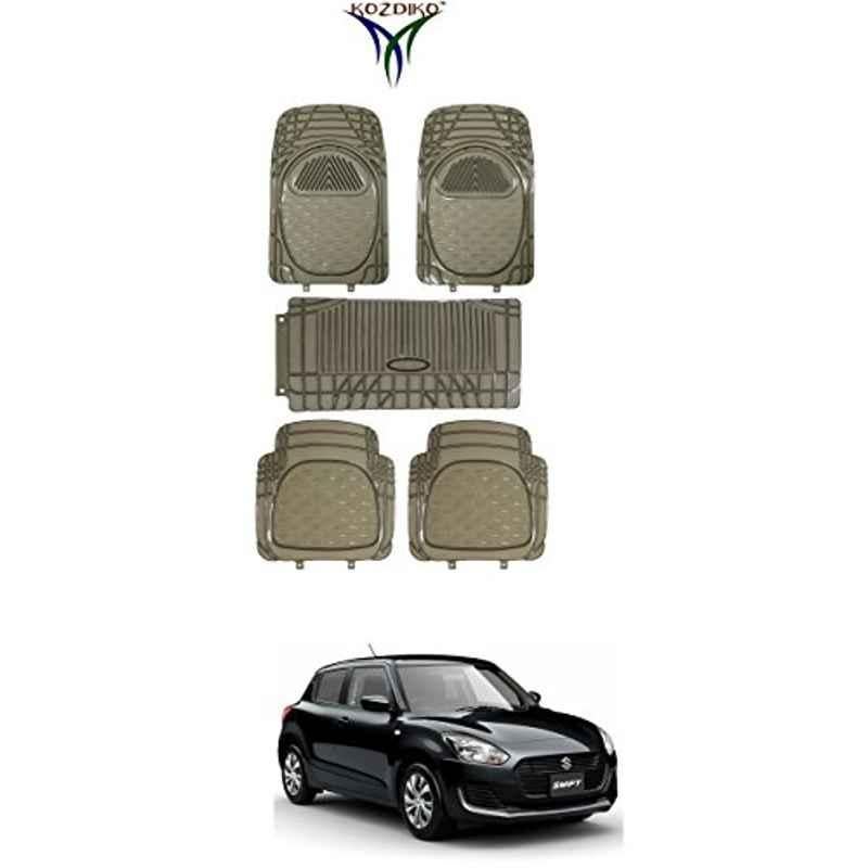 Kozdiko 5 Pcs 6205 Smoke PVC Rubber Car Foot Mat Set for Tata Safari Dicor