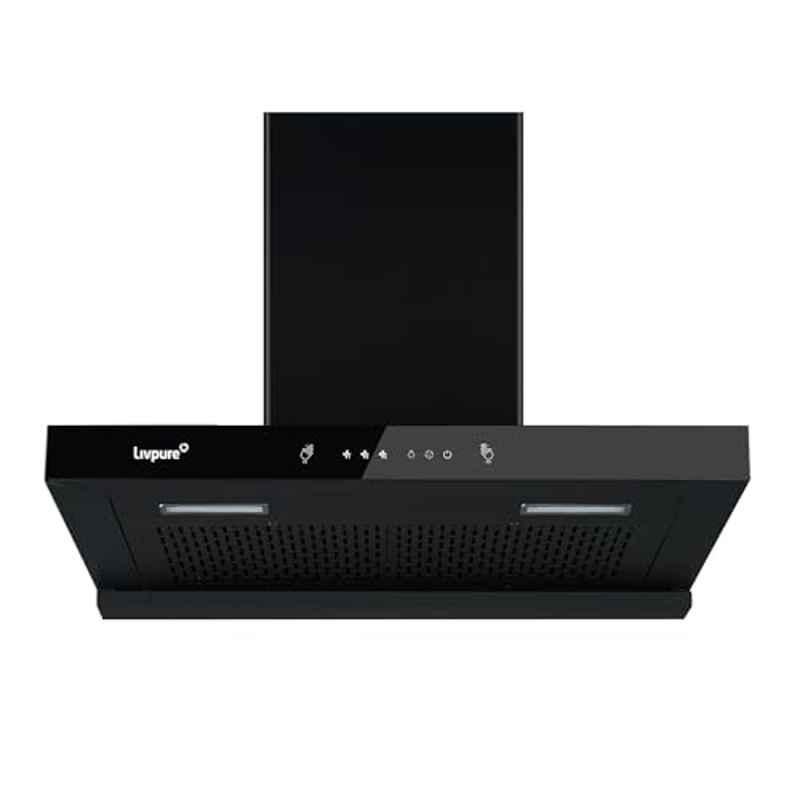 Livpure Ether 60cm 1350 m3/hr T Shape Filterless Auto Clean Wall Mounted Kitchen Chimney with 2 Years Warranty, LIETHER60