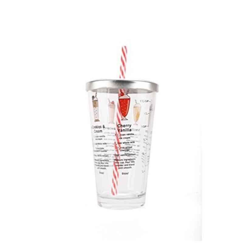 Kikkerland 804807 454g Stainless Steel & Glass Clear Milkshake Recipe Glass