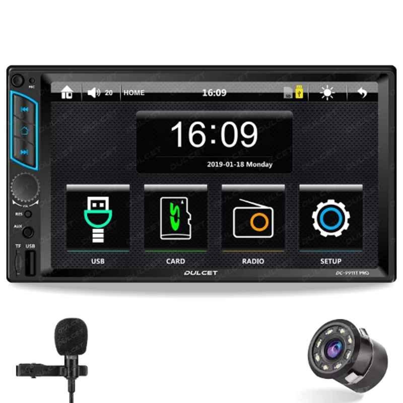 Dulcet DC-9911T 240W Double Din Car Stereo with Touch Screen, Bluetooth, USB, FM, AUX, MMC, Screen Mirroring, Remote & Night Vision Car Rear View Camera