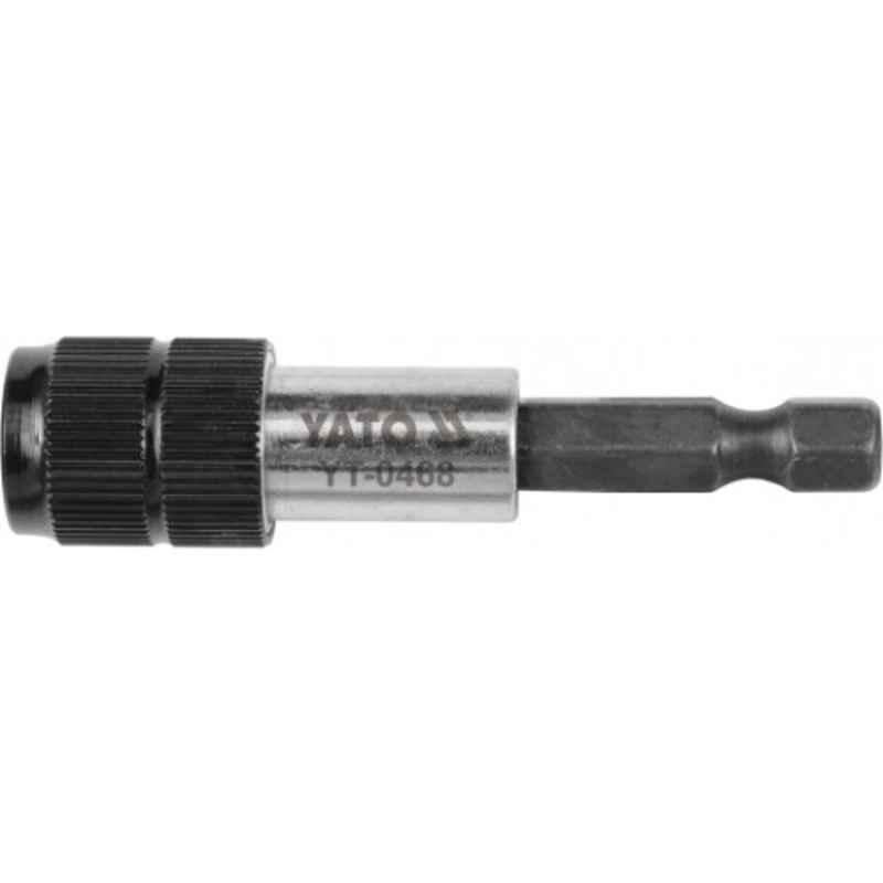 Yato 1/4inch 60mm Stainless Steel Black Non-Slip Magnetic Sleeve Screwdriver Bit Holder, YT-0468