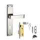 Atom 190mm 6 Lever Black Silver Finish Mortise Cylindrical Knob Lock Handle Set with 3 Keys, 903C.YBS.OSK