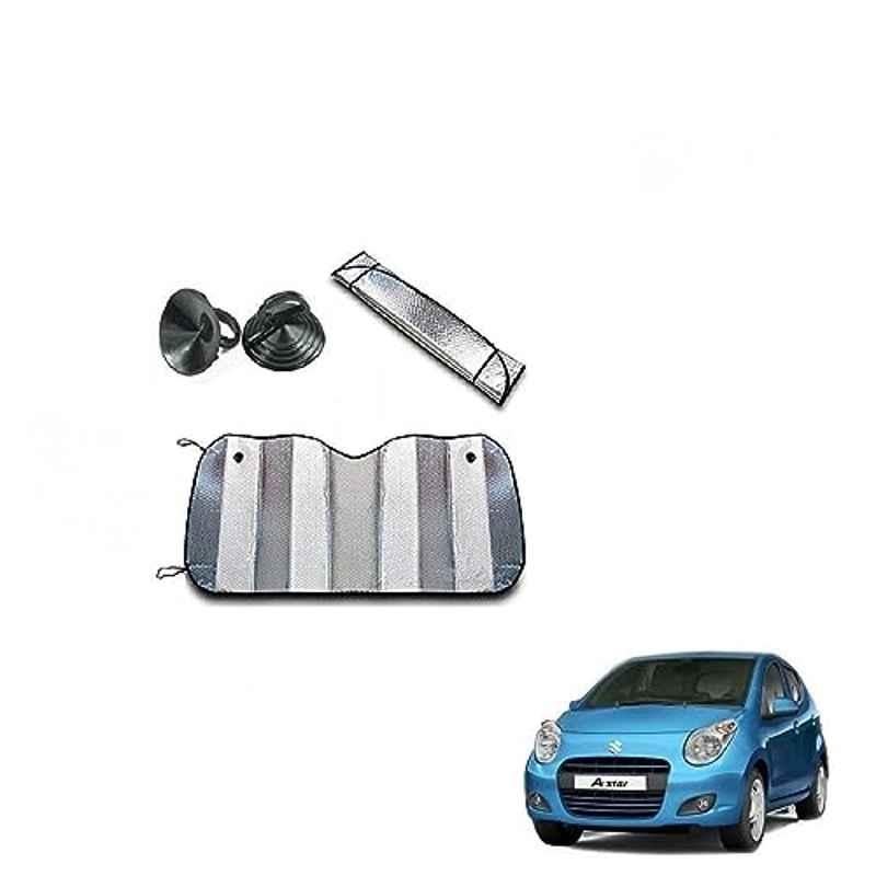 Kozdiko Aluminium Foil UV Protection Silver Windshield Sun Shade for Maruti Suzuki A-Star