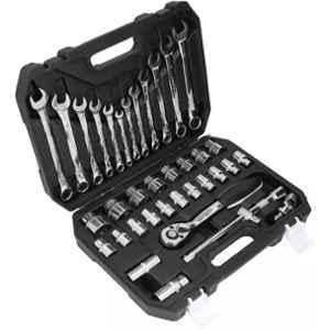 Hanbon 37 Pcs Chrome Vanadium Steel Drive Socket Wrench Set with Storage Case, 112137