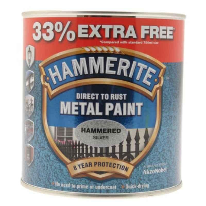 Hammerite 250ml Hammered Silver Metal Paint, 82251