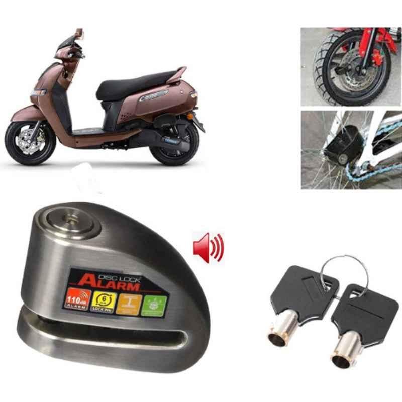 Auto Pearl Steel Black Anti-Theft Alarm Disc Brake Lock for iQube Electric, Lock_669