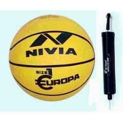 Nivia Europa Standard Basketball with Pump (Pack of 2), Size: 3