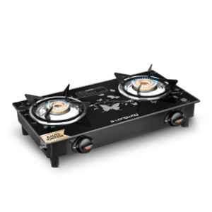 Longway Astra 2 Burner Black Glass Top Automatic Ignition Gas Stove
