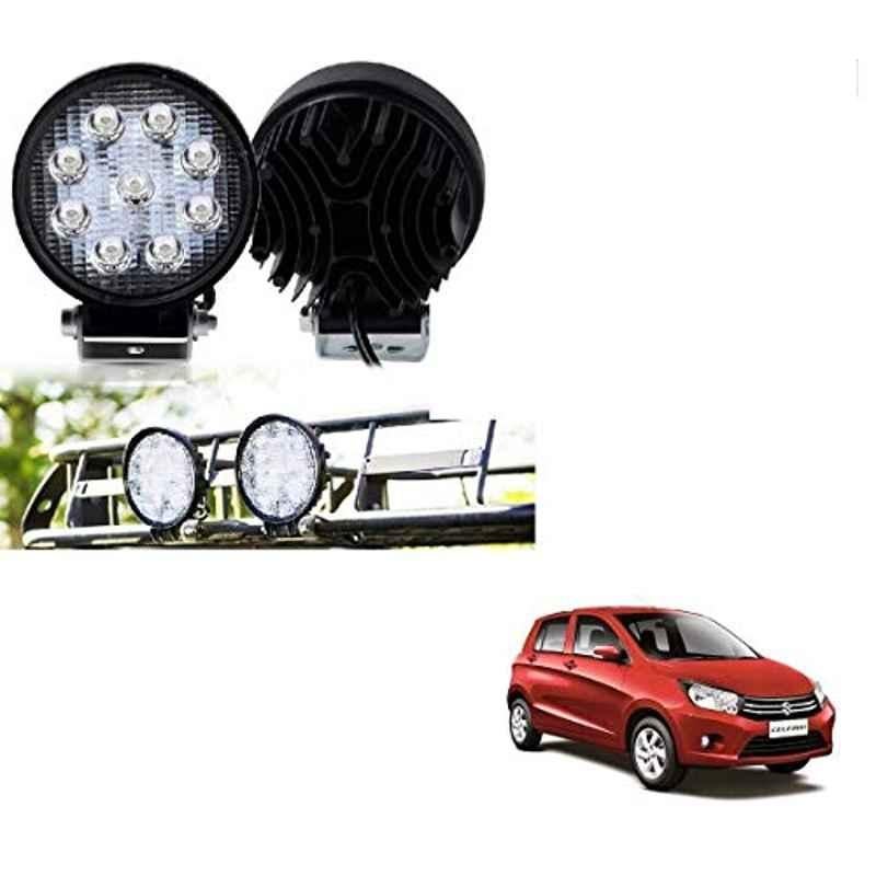 Kozdiko 2 Pcs 27W 4 inch 9 LED Waterproof Round White Fog Light Set with Mounting Brackets for Maruti Suzuki Celerio, kozd_19932