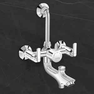 Plantex Pure Brass Wall Mixer for Bathroom 3-in-1 with L-Bend Provision for Overhead & Hand Shower/Mixer Tap for Bathroom with Water Saving Nozzle & Brass Wall Flange (Bal-519-Chrome)