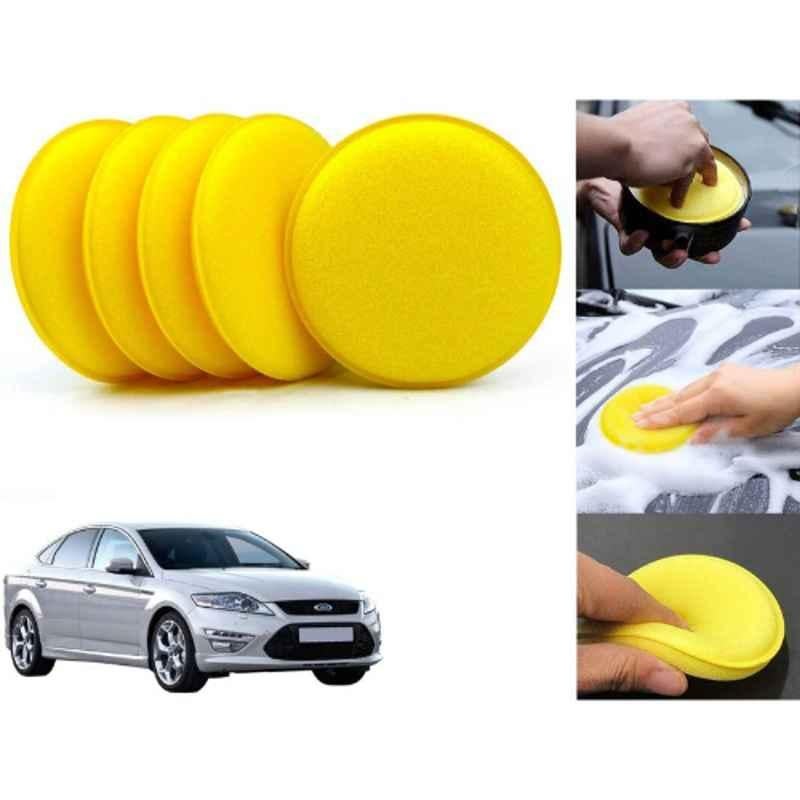 Auto Pearl Polyurethane Beige Washing & Waxing Polish Foam Sponge for Mondeo (Pack of 5)