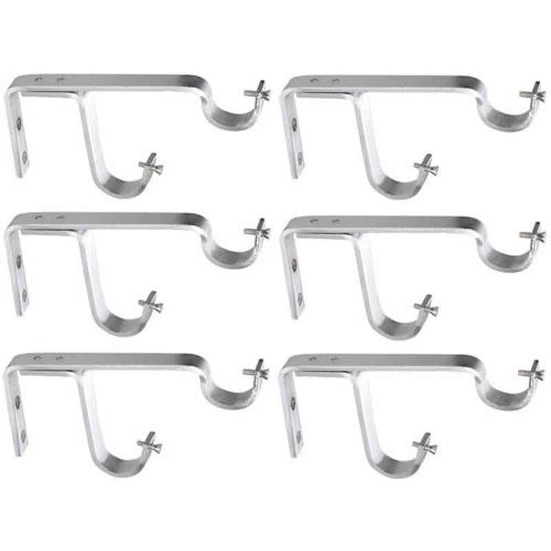 Nixnine Stainless Steel Curtain Support for Double Rod, DOU_A-956_6PS (Pack of 6)