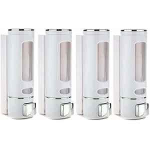Fastgear 400ml ABS Wall Mounted Cylindrical White Liquid Soap Dispenser (Pack of 4)
