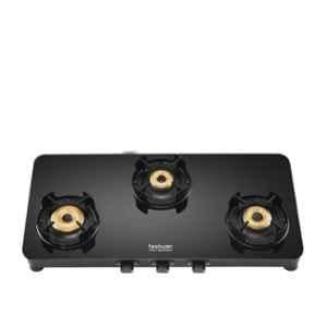 Hindware Alverio 3B Glass Top Cooktop with 3 Brass Burner & Manual Ignition, CT 100183